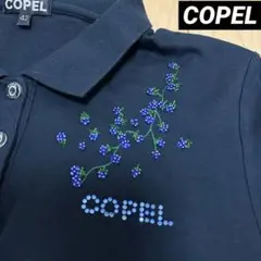 COPEL 花柄ビーズ刺繍 半袖ポロシャツ
