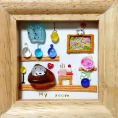 シーグラスアート　シマエナガちゃん　 私のお部屋　ヒーリングアート　ことり