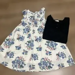 brashes 花柄ノースリーブワンピース 110 黒ノースリーブTシャツ