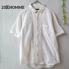 23区HOMME ニジュウサンクオム 半袖 麻・綿 混紡 シャツ 48