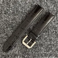 時計ベルトクロコダイル 型押し マットブラック 20-18mm