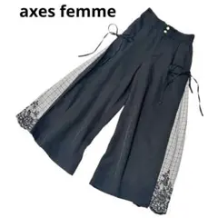 アクシーズファム　ブラック ガウチョパンツ Mサイズ チェック柄 レース R17