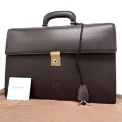 未使用級 LOEWE ブリーフケース ビジネスバッグ アナグラム ダークブラウン