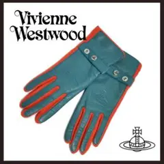 ○★新品 未使用 Vivienne Westwood レザーu0026ニット手袋 ブルー