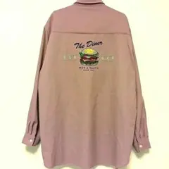 【大きめサイズ】BACKNUMBER 長袖ポリシャツ ワッペン刺繍 ハンバーガー