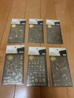 FOIL TRANSFER STICKERSミドリ　金箔デコレーションシール6枚