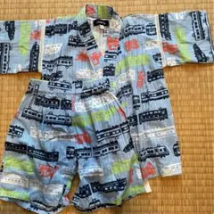 Kladskap 電車柄コットン甚平 サイズS 80〜90cm