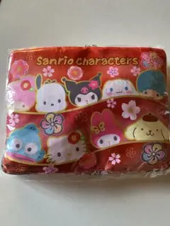 【新品】サンリオ キャラクターズ 総柄 折りたたみボストンバッグ レッド　和柄