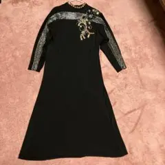 パーティーロングドレス♡ブラック　スパンコール　社交ダンス