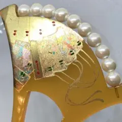 結婚式 鼈甲風 10連 パール 白甲調 蒔絵 箔押 バチ型 二本足 かんざし 簪