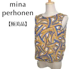 ミナペルホネン 極美品 wind basket 総柄ノースリーブブラウス 幾何学
