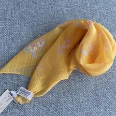 花柄イエロー　シルクスカーフ