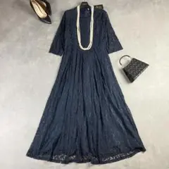 【タグ付き】レースレディース 総レースロングドレス XL 大きいサイズ 結婚式