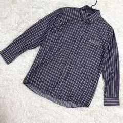 【DUNLOP】ストライプシャツ　美品　モータースポーツ　長袖　メンズ　（M）