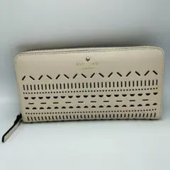 【正規品】kate spade 長財布 クリーム色 表面に色移りあり