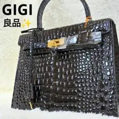 良品✨ジジ シャイニングクロコダイル 鰐革 シャインクロコ ロック ゴールド金具
