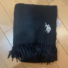 U.S. POLO ASSN. 黒 マフラー フリンジ付き
