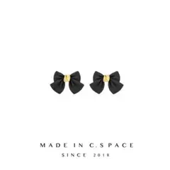ブラックリボンピアス