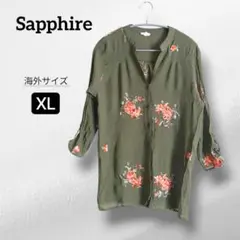 Sapphire 花柄シャツ XL5分丈 ポリエステル 羽織 軽い 涼しい