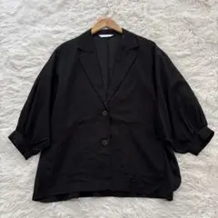 Auie F 黒 バルーン袖綿ジャケット 38サイズ
