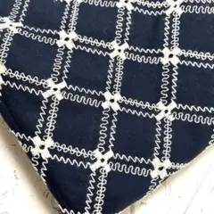 ネイビー　コットンレース刺繍生地　98✖️100