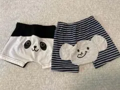 ボトムス　 ハーフパンツ　2枚セット　男の子　グレー　ゾウさん柄　パンダ柄