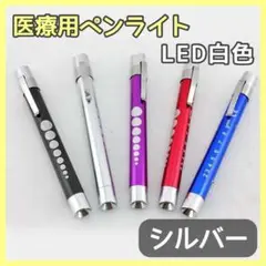 医療用ペンライト ナースグッズ LED 白光 医療 看護 シルバー