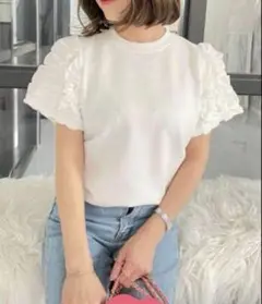 最終お値下げ♡デザインフリルスリーブTシャツフリル袖AMELYyorimyu