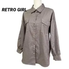 レトロガール ☆ 長袖シャツブラウス ロングシャツ 千鳥格子 チェック柄