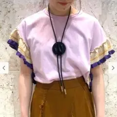 Ray BEAMS フリルスリーブ クルーネック Tシャツ