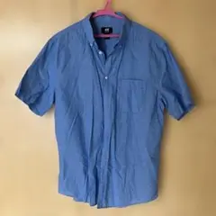H&M 青 レギュラーフィット 半袖シャツ M