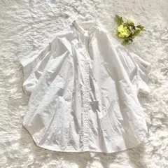 美品 イエナ IENA タイプライターBIGスキッパーシャツ 白 ゆったり 半袖