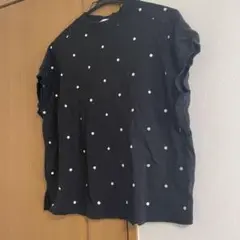ドット　トップス　刺繍