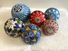 ハンドメイド　和装・和小物 幾何学模様ボール 6個セット