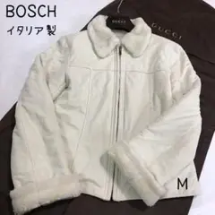BOSCH イタリア製 ムートン調 オフホワイトジャケット 裏起毛 ボア M