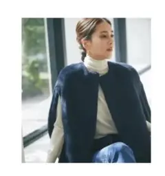 12/14まで セブンテン ボアロングケープ ネイビー M