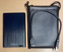 【中古良品】ポータブルHDD 2TB USB3.0接続 ポーチ付き
