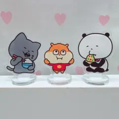 にしむらゆうじ まめキャラスタンド ごきげんぱんだ こねずみ わるめのねこ 3点