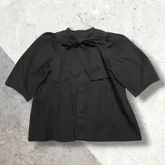 ポームリシュ palm RICHE リボン付き ブラック ブラウス M