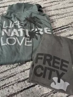 FREE CITY パームツリー ジップパーカー ハーフパンツ バラ売り不可