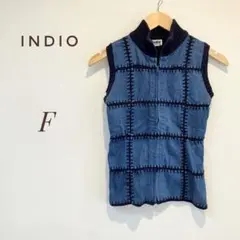 【indio】デニムベスト　デニム　パッチワークベスト　F