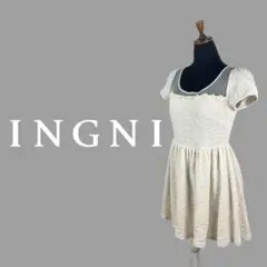 10T173☆ INGNI ホワイト レース 半袖 ミニワンピース トップス M