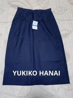 【新品】タグ付きユキコハナイ　薄手スカート裏地あり　紺　夏用　11号　日本製
