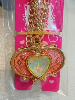 セボンスター　スーパーラッキー宝石　ゴールド　ピンク　ハート型ラメ入りネックレス