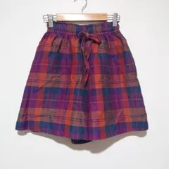 カステルバジャック パンツ キュロット チェック レッド Sサイズ