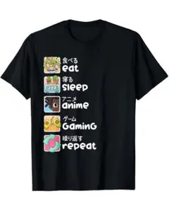 黒 アニメ カラフル イラスト Tシャツ　サイズ(M)