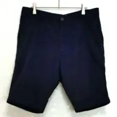 【H&M】ショートパンツ・L ・ネイビー・ボタンフライ