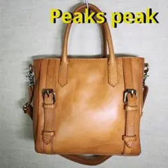 【美品】Peaks peak キャメル色レザー 2Way ショルダーバッグ
