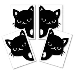 ひょっこり黒猫　ミニ4枚セット（左右2枚）　カッティングステッカー【黒】