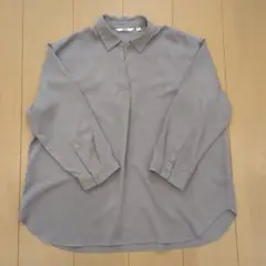 UNIQLO レーヨンスキッパーブラウス　XL グレー　 七分袖　シャツ
